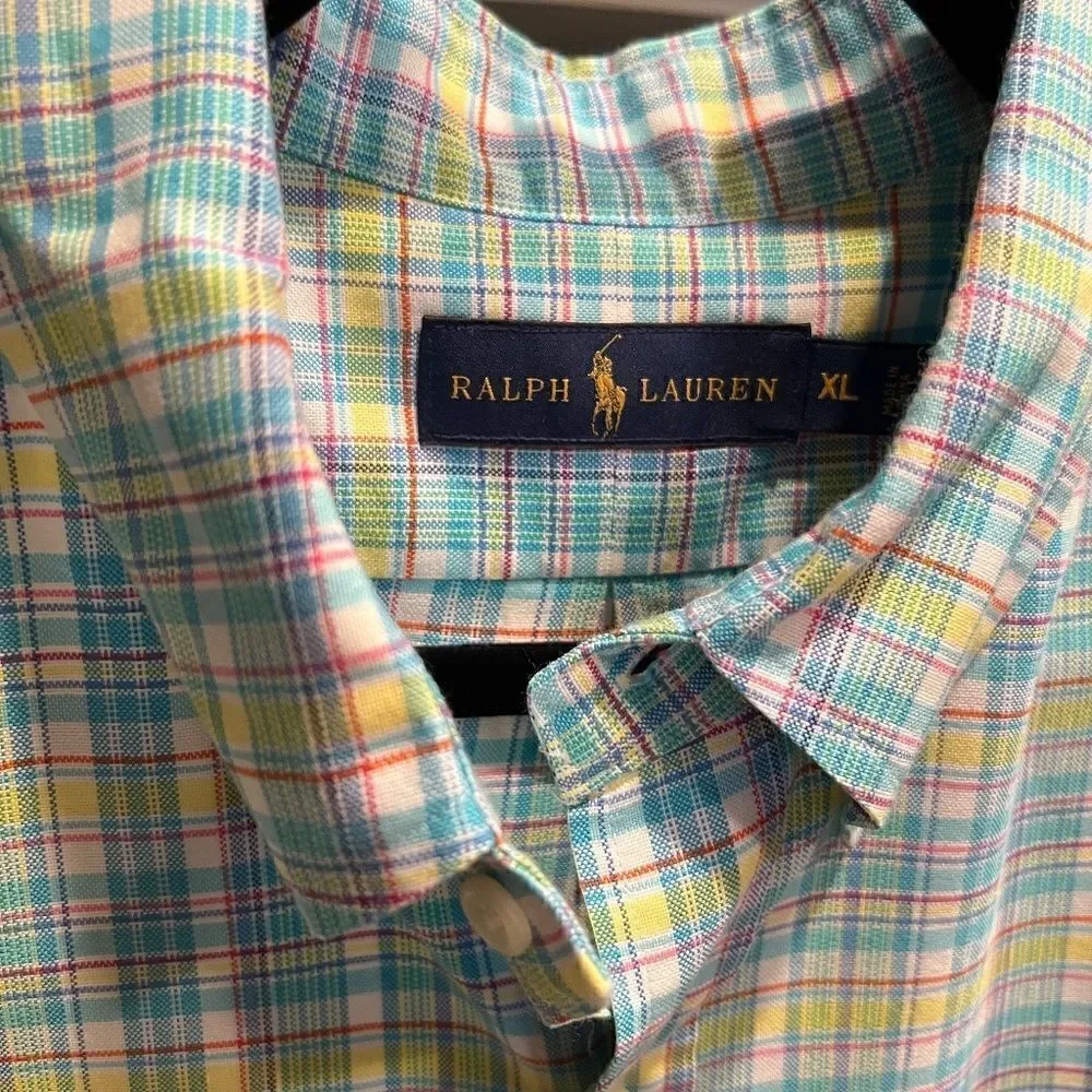 NWOT Lot of 2 Men's Ralph Lauren Button Down Plaid Oxford Shirts Size XL
